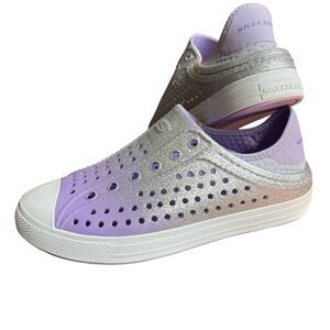 New SKECHERS Girls 4 Youth Foamies Guzman Steps Aqua Surge Water Shoes Glitter